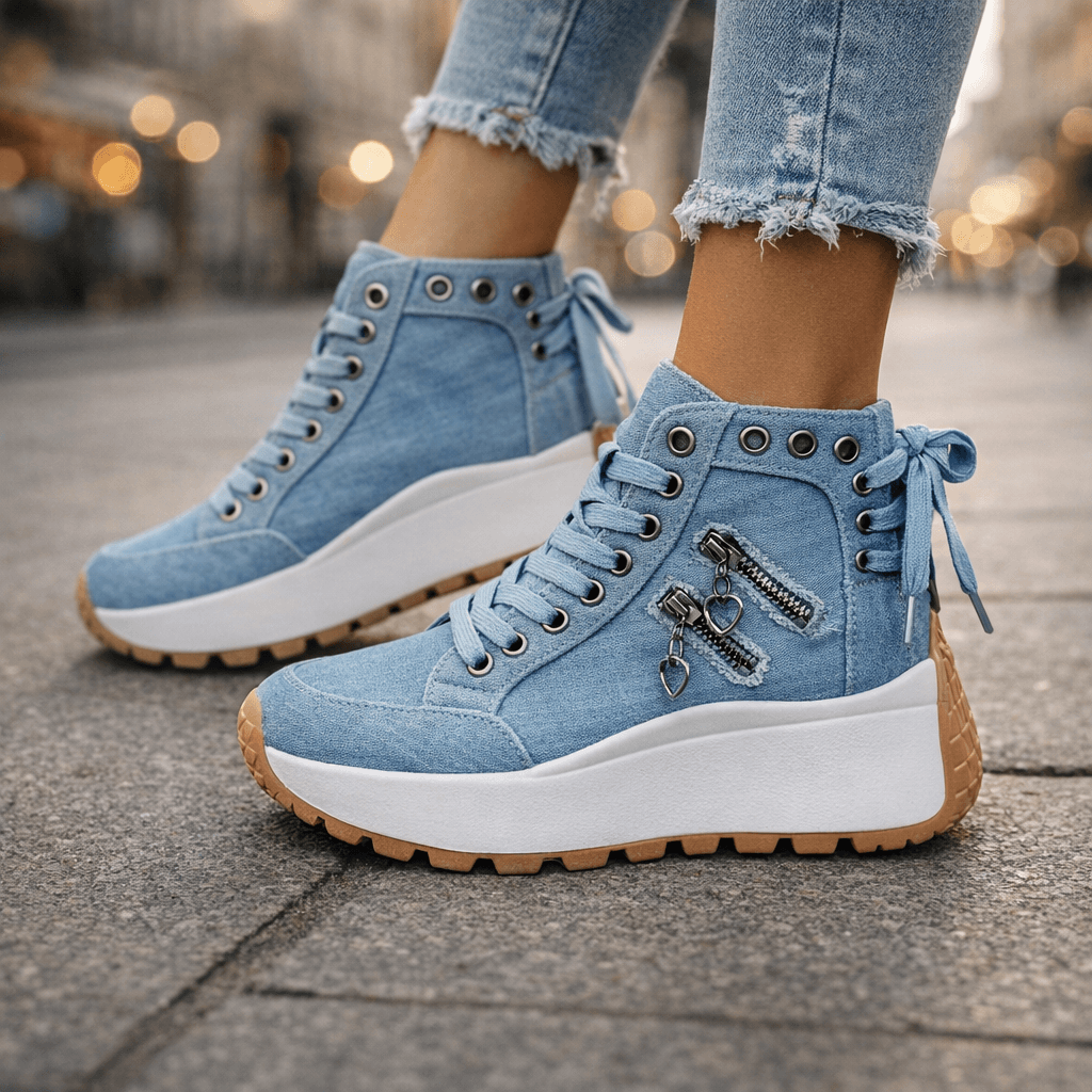 Sneaker damskie z wysokim krojem i bocznymi detalami - 5 - Livia-Moda