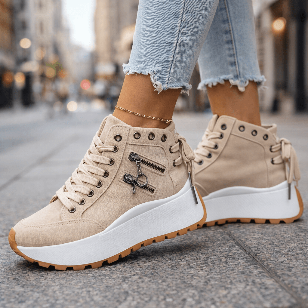 Sneaker damskie z wysokim krojem i bocznymi detalami - 6 - Livia-Moda