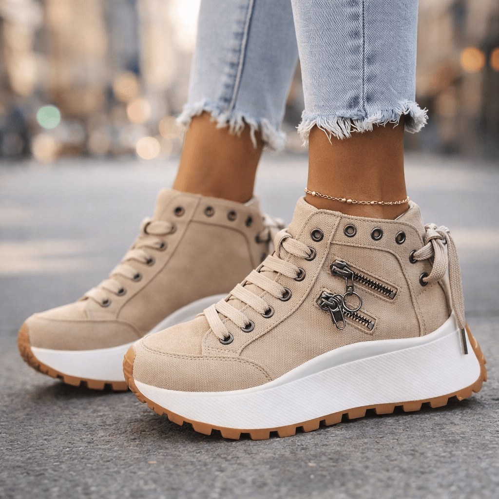 Sneaker damskie z wysokim krojem i bocznymi detalami - 7 - Livia-Moda