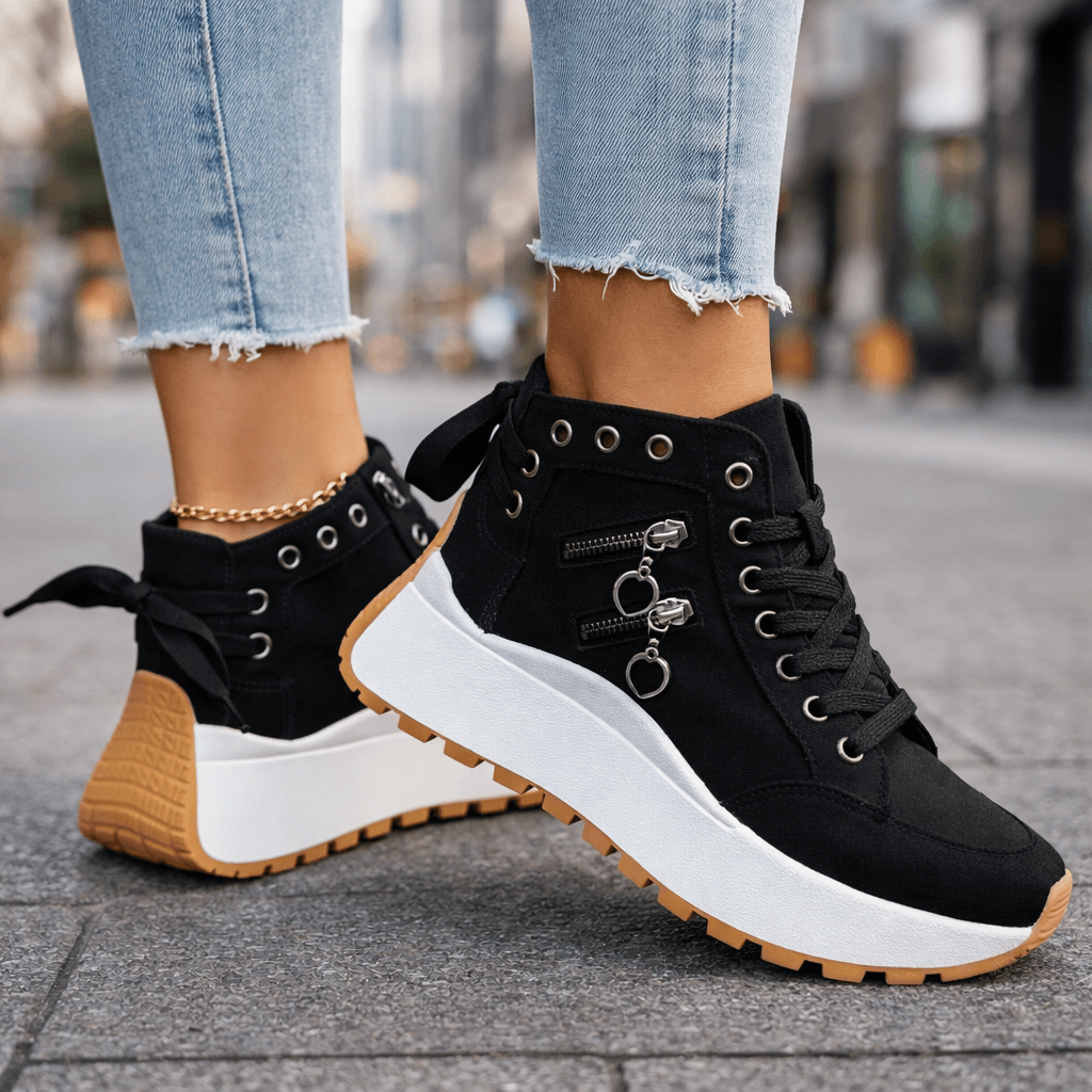 Sneaker damskie z wysokim krojem i bocznymi detalami - 8 - Livia-Moda