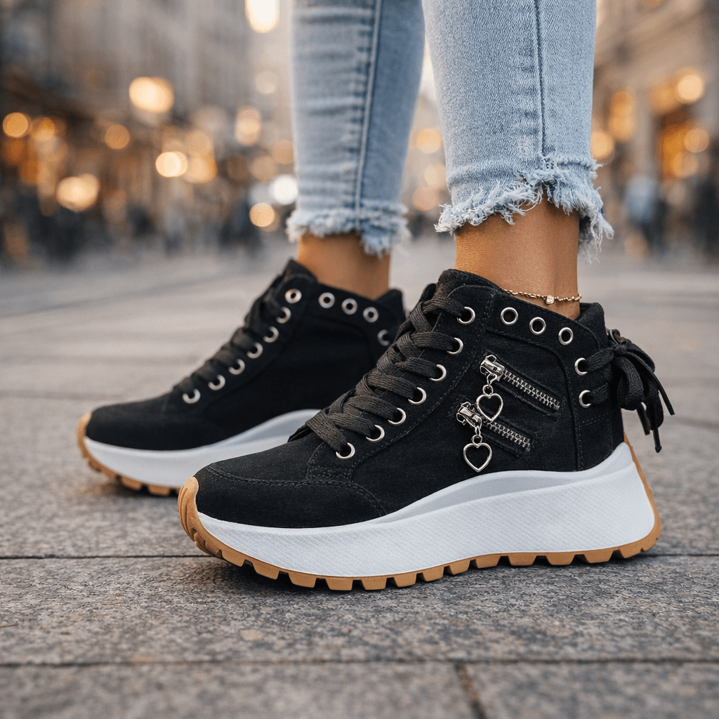 Sneaker damskie z wysokim krojem i bocznymi detalami - 9 - Livia-Moda