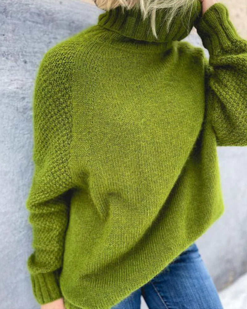 Pullover damski z wysokim kołnierzem i luźnym krojem - 1 - Livia-Moda