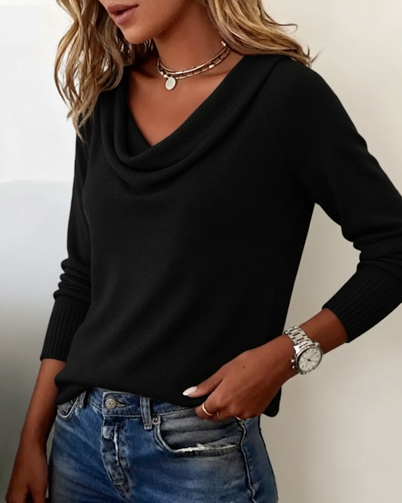 Pullover damski z dekoltem woda i długimi rękawami - 2 - Livia-Moda