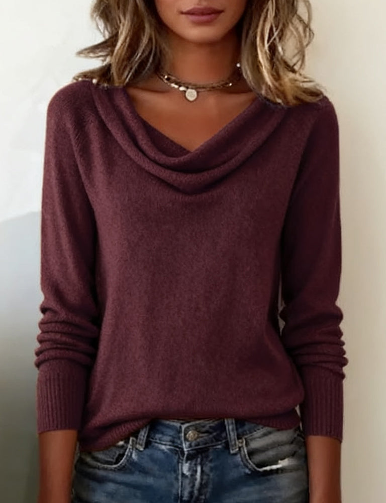 Pullover damski z dekoltem woda i długimi rękawami - 5 - Livia-Moda