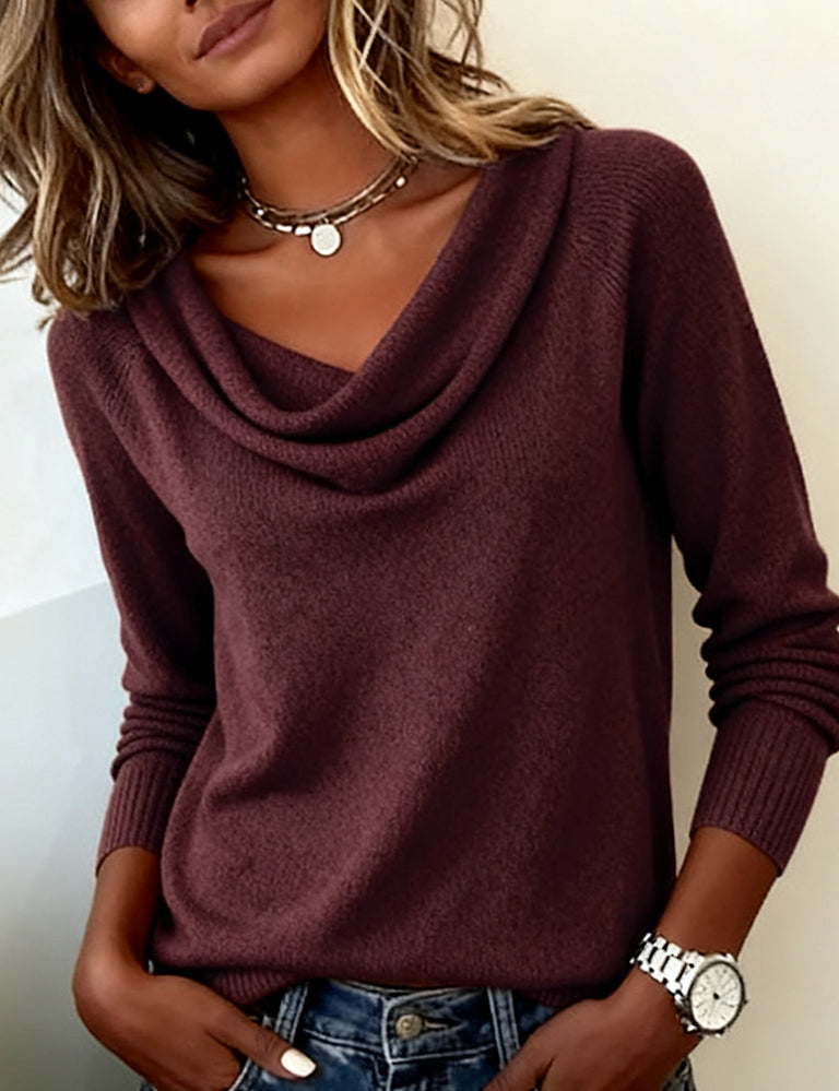 Pullover damski z dekoltem woda i długimi rękawami - 6 - Livia-Moda