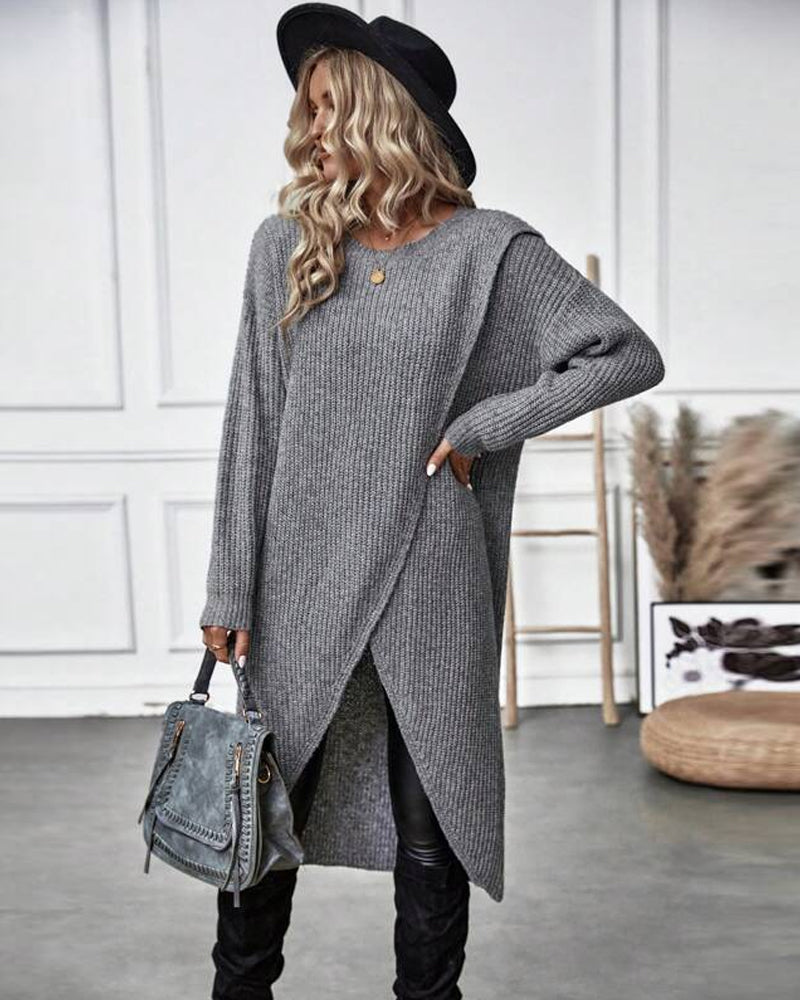Sukienka damska maxi z dekoltem w serek i długimi rękawami - 5 - Livia-Moda