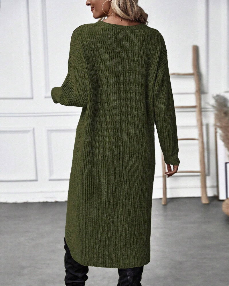 Sukienka damska maxi z dekoltem w serek i długimi rękawami - 8 - Livia-Moda