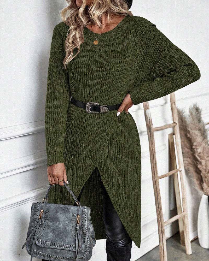 Sukienka damska maxi z dekoltem w serek i długimi rękawami - 9 - Livia-Moda