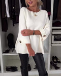 Pullover damski z okrągłym dekoltem i długimi rękawami - 1 - Livia-Moda