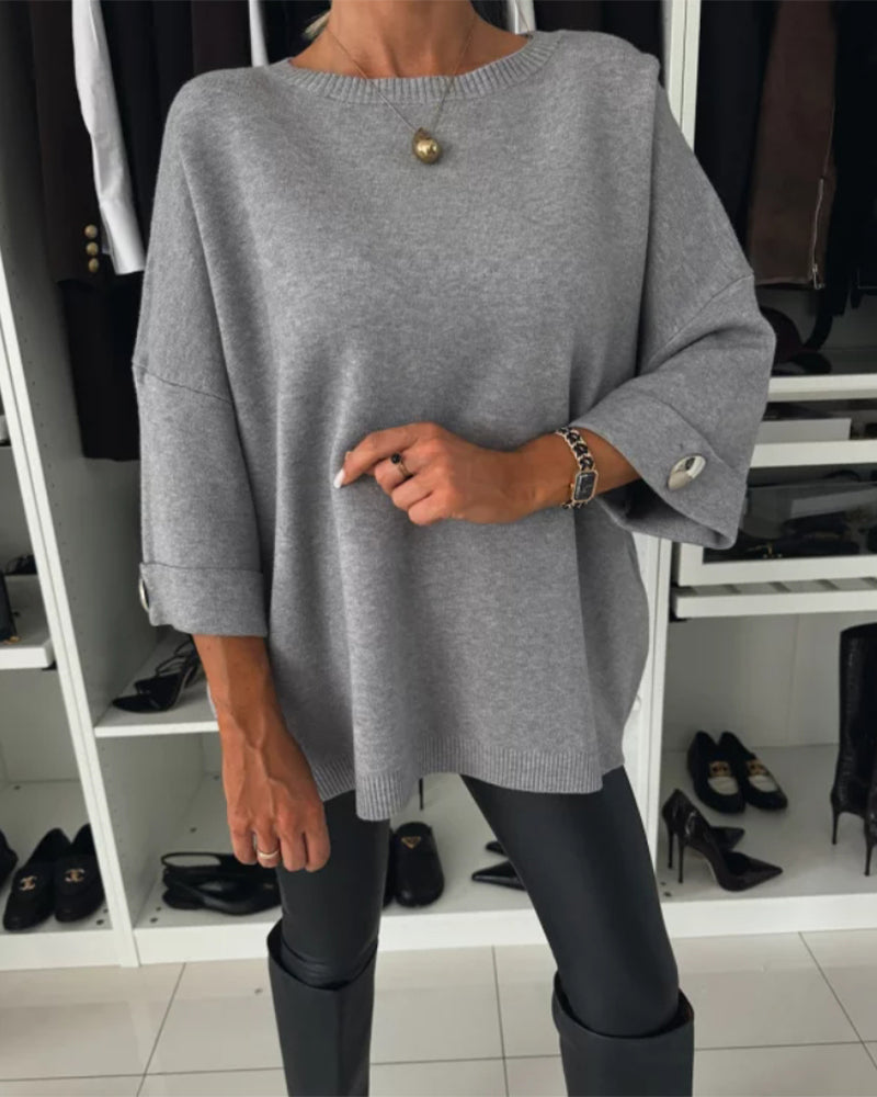 Pullover damski z okrągłym dekoltem i długimi rękawami - 10 - Livia-Moda
