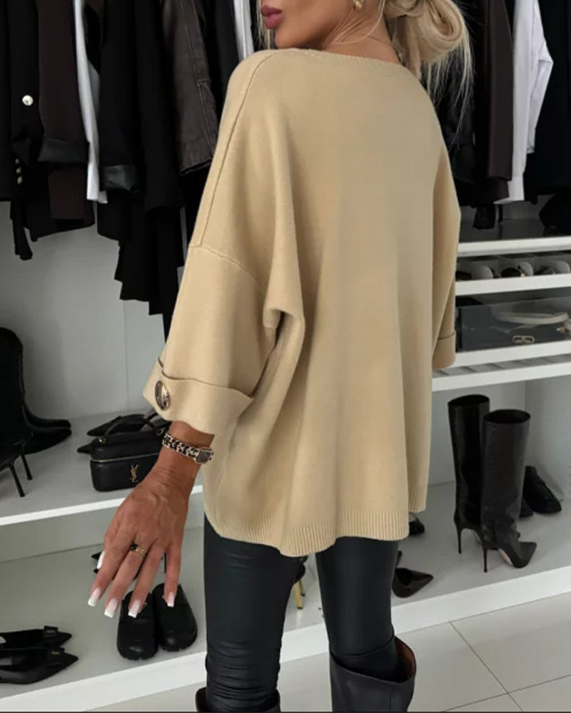 Pullover damski z okrągłym dekoltem i długimi rękawami - 13 - Livia-Moda