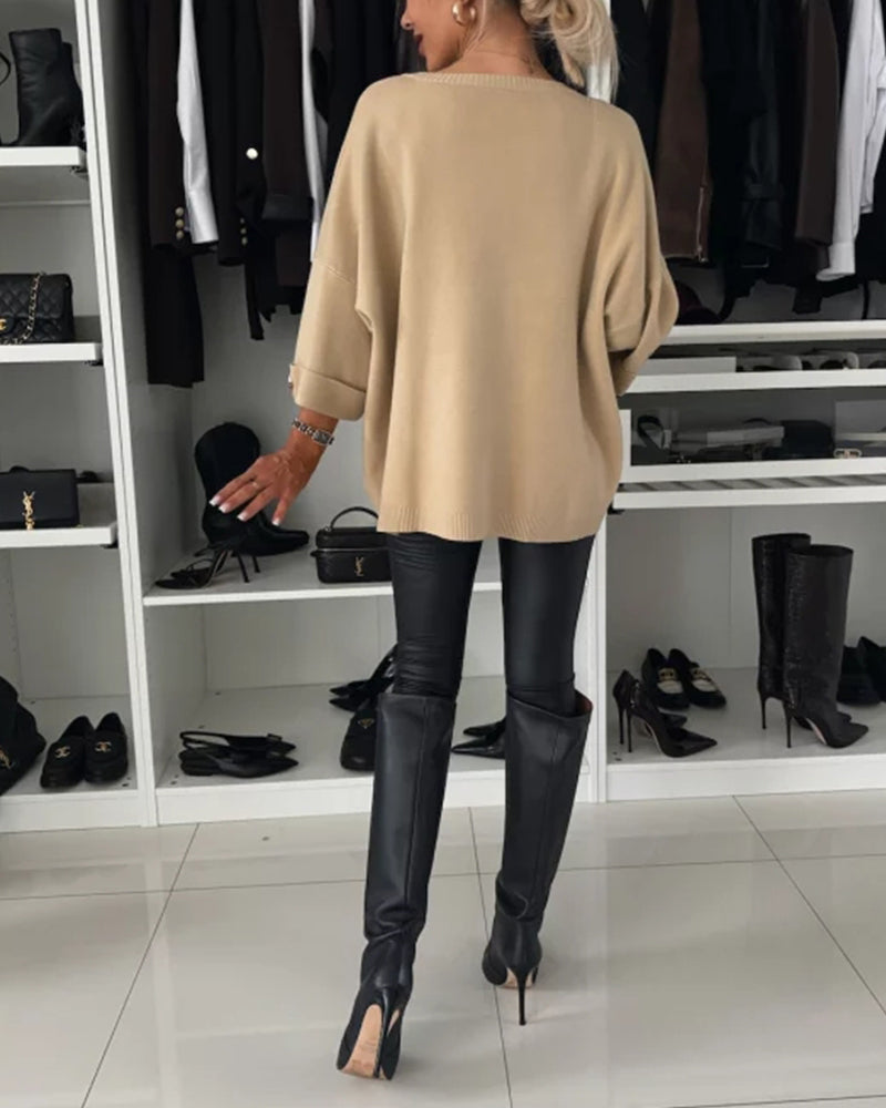Pullover damski z okrągłym dekoltem i długimi rękawami - 14 - Livia-Moda