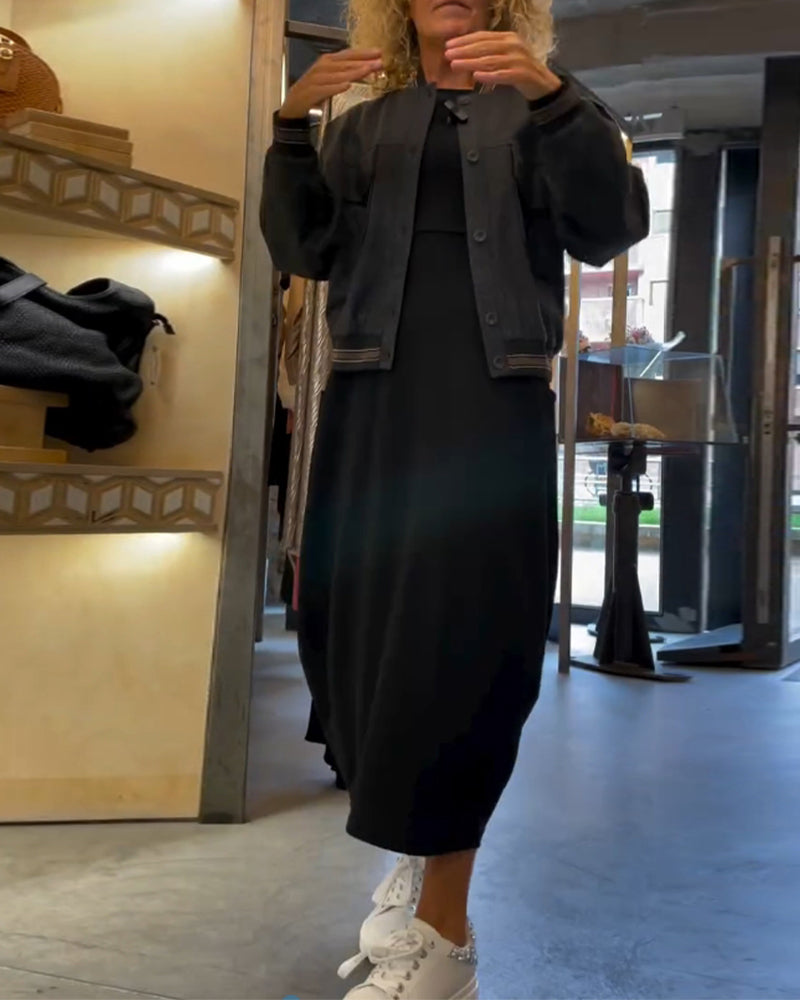 Sukienka maxi damska z długimi rękawami i kieszeniami - 3 - Livia-Moda