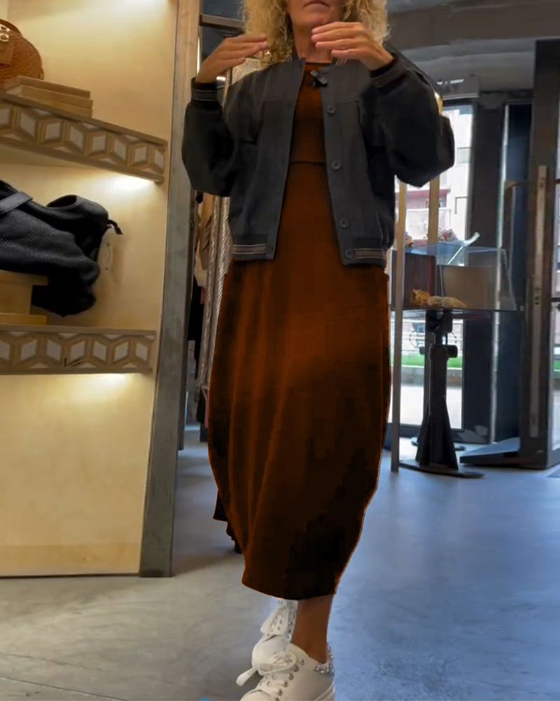 Sukienka maxi damska z długimi rękawami i kieszeniami - 7 - Livia-Moda