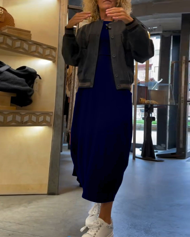 Sukienka maxi damska z długimi rękawami i kieszeniami - 12 - Livia-Moda