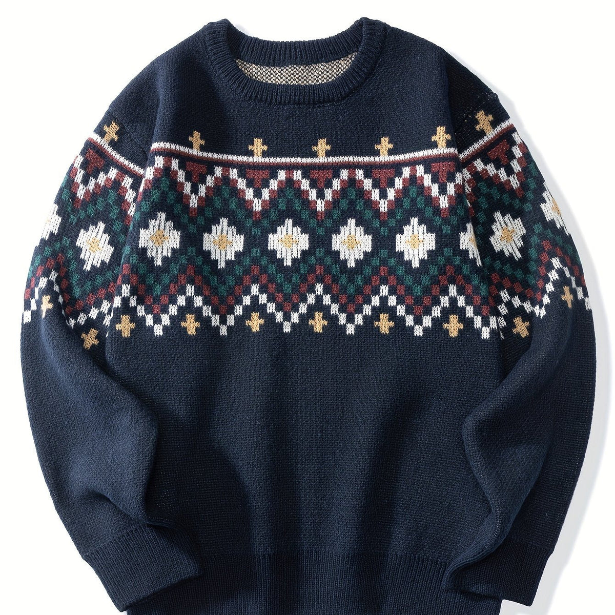 Pullover damski z klasycznym wzorem i luźnym krojem - 1 - Livia-Moda