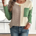 Pullover damski z dekoltem okrągłym i długim rękawem, w dwóch kolorach - 1 - Livia-Moda