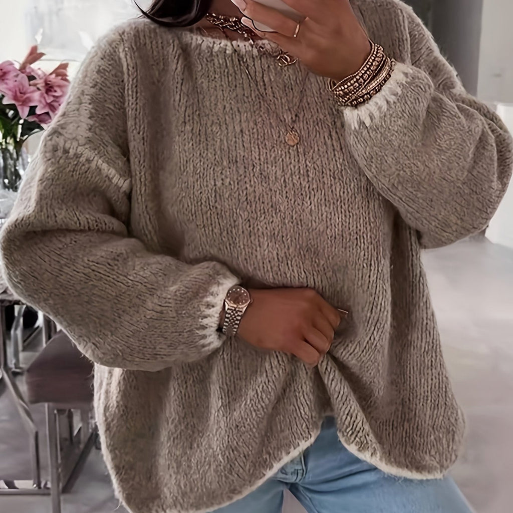 Pullover damski luźny z dekoltem U i szerokimi rękawami - 9 - Livia-Moda
