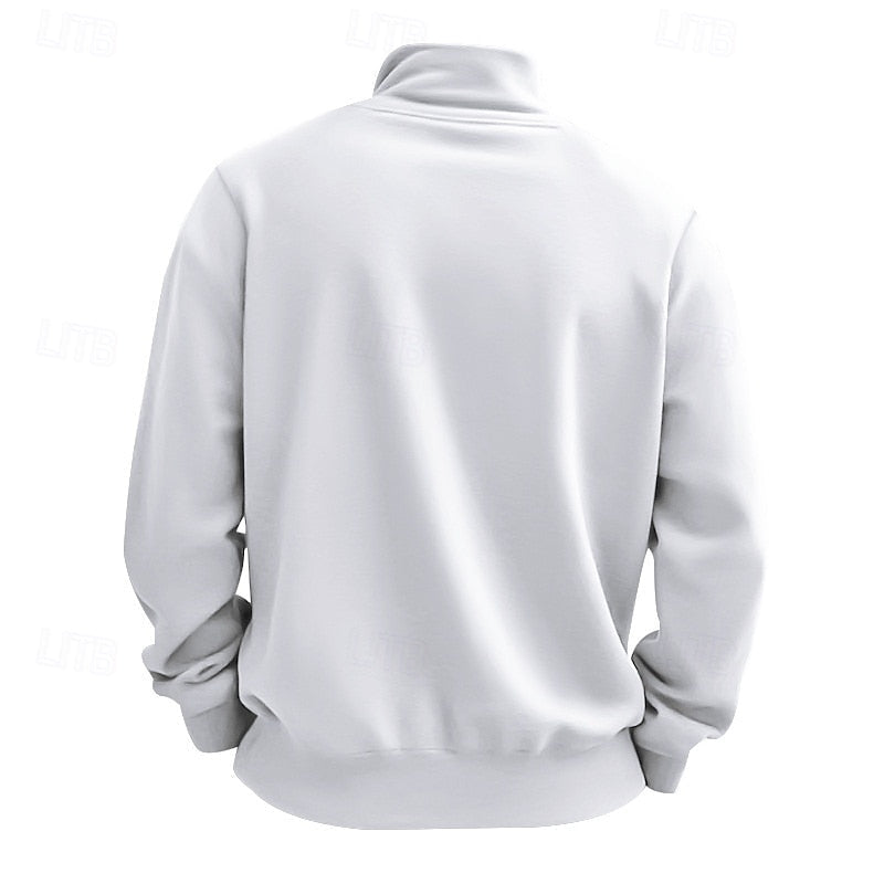 Pullover męski z kołnierzem i zamkiem błyskawicznym, luźny krój - 3 - Livia-Moda