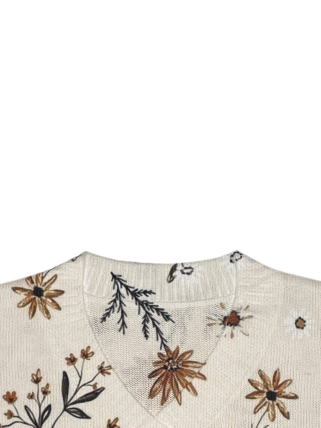 Pullover damski w kwiaty z dekoltem V i luźnym krojem - 6 - Livia-Moda