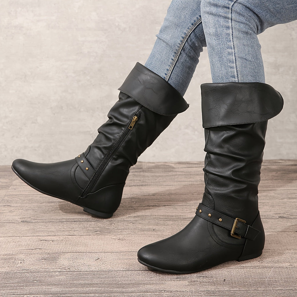 Botki damskie z klamrą i elastycznym cholewką - 12 - Livia-Moda
