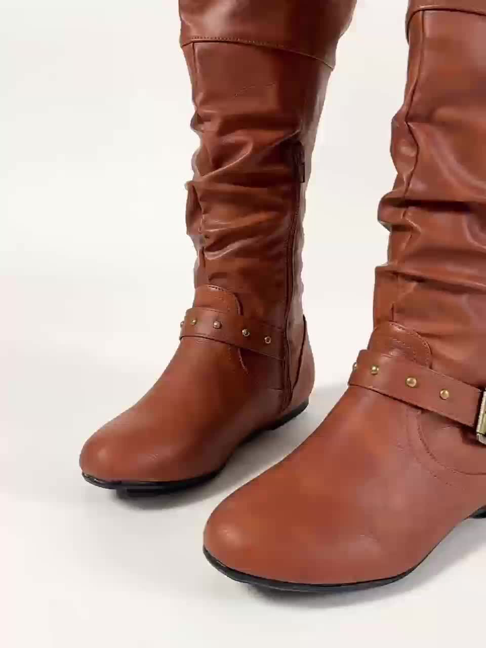 Botki damskie z klamrą i elastycznym cholewką - 13 - Livia-Moda