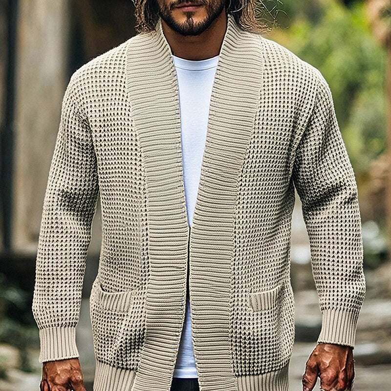 Cardigan męski z otwartym przodem i kieszeniami - 1 - Livia-Moda
