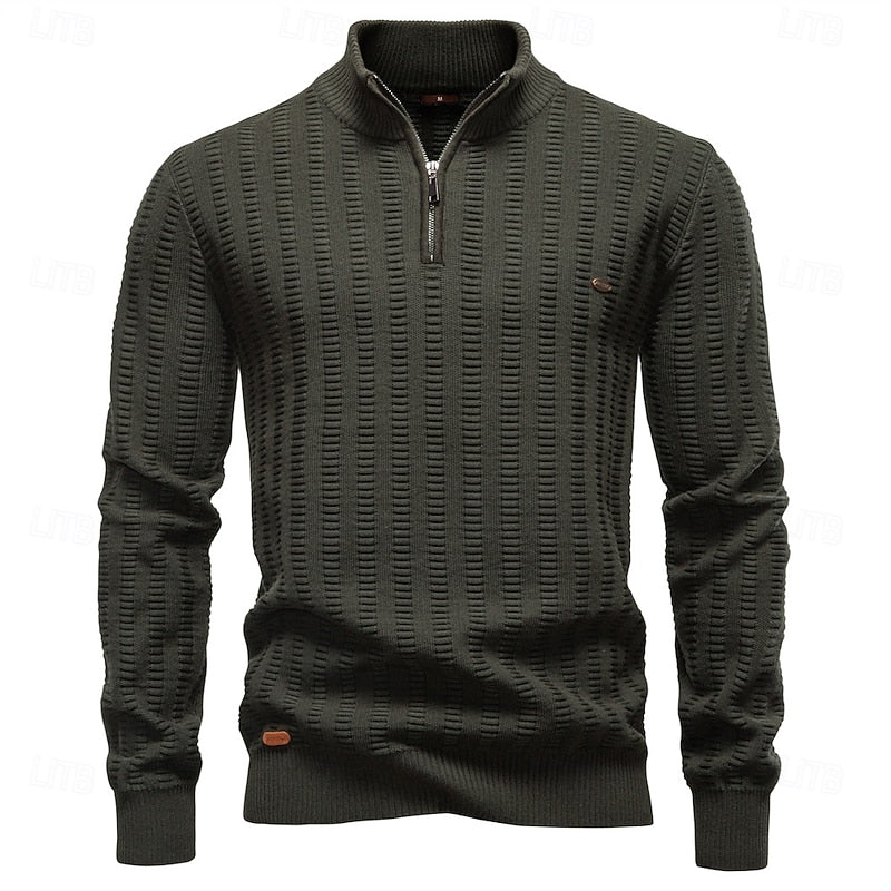 Sweter męski z wysokim kołnierzem i zamkiem błyskawicznym - 1 - Livia-Moda