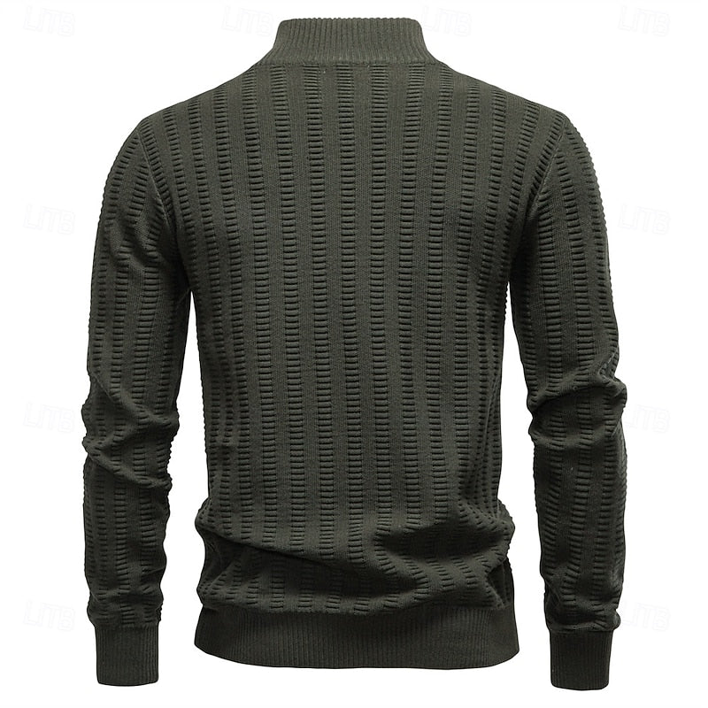 Sweter męski z wysokim kołnierzem i zamkiem błyskawicznym - 2 - Livia-Moda