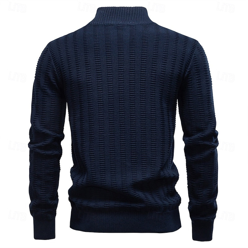 Sweter męski z wysokim kołnierzem i zamkiem błyskawicznym - 11 - Livia-Moda