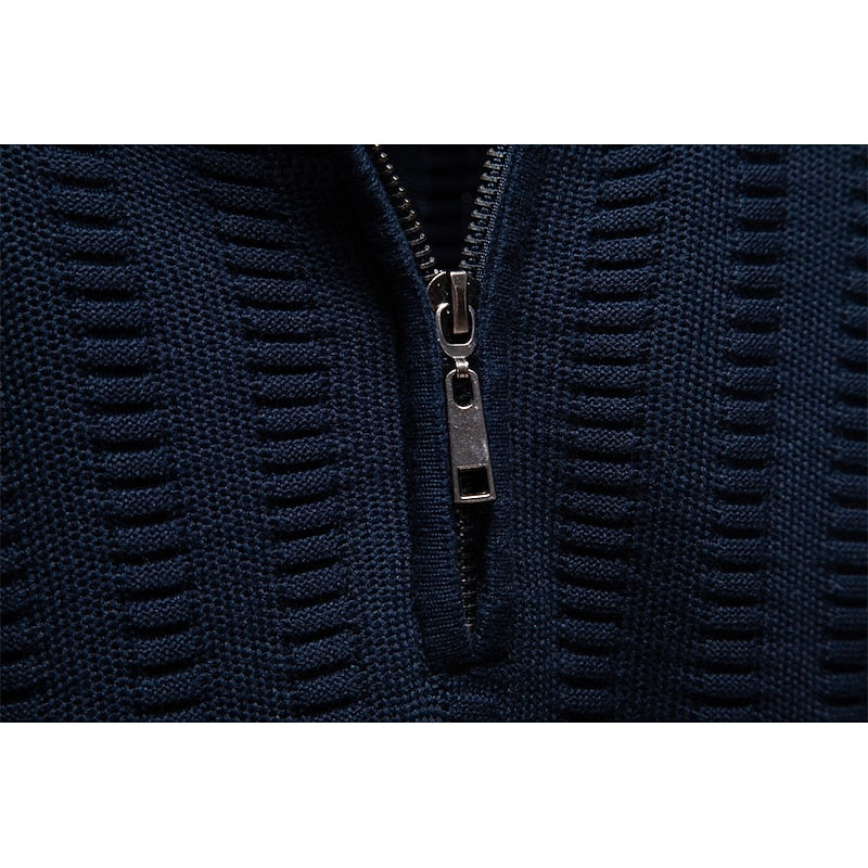 Sweter męski z wysokim kołnierzem i zamkiem błyskawicznym - 12 - Livia-Moda