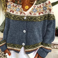 Cardigan damski z wzorem i guzikiem, luźny krój - 1 - Livia-Moda
