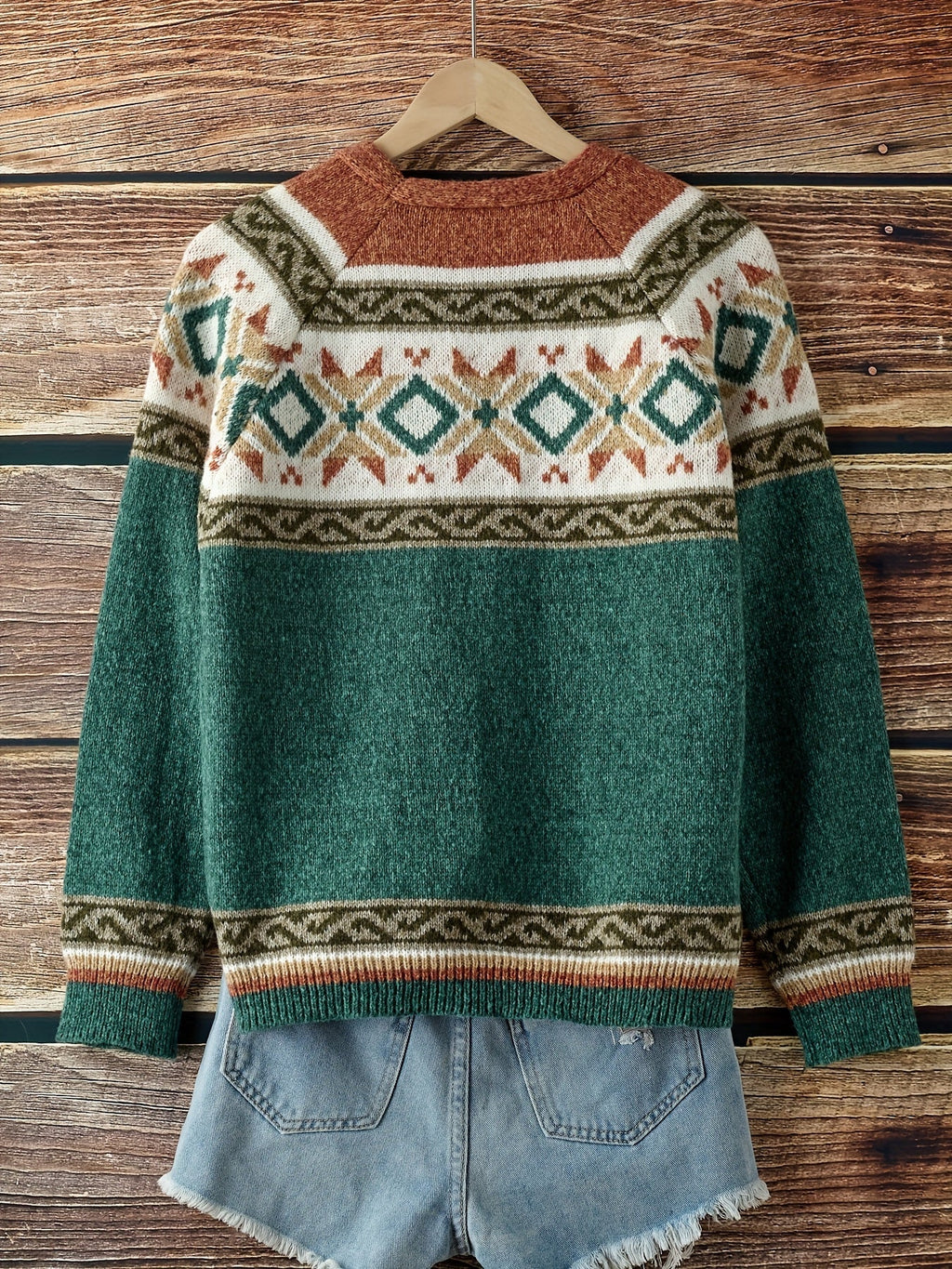 Cardigan damski z wzorem i guzikiem, luźny krój - 7 - Livia-Moda