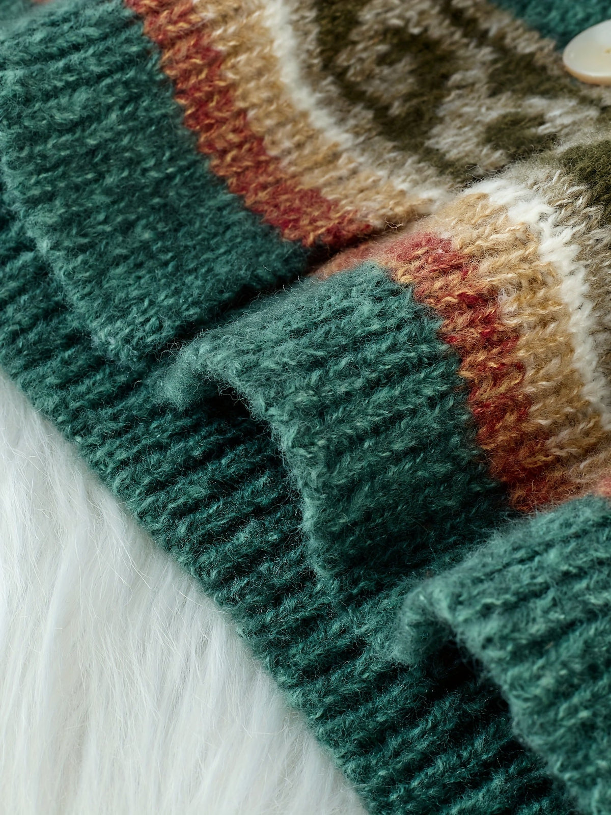 Cardigan damski z wzorem i guzikiem, luźny krój - 8 - Livia-Moda