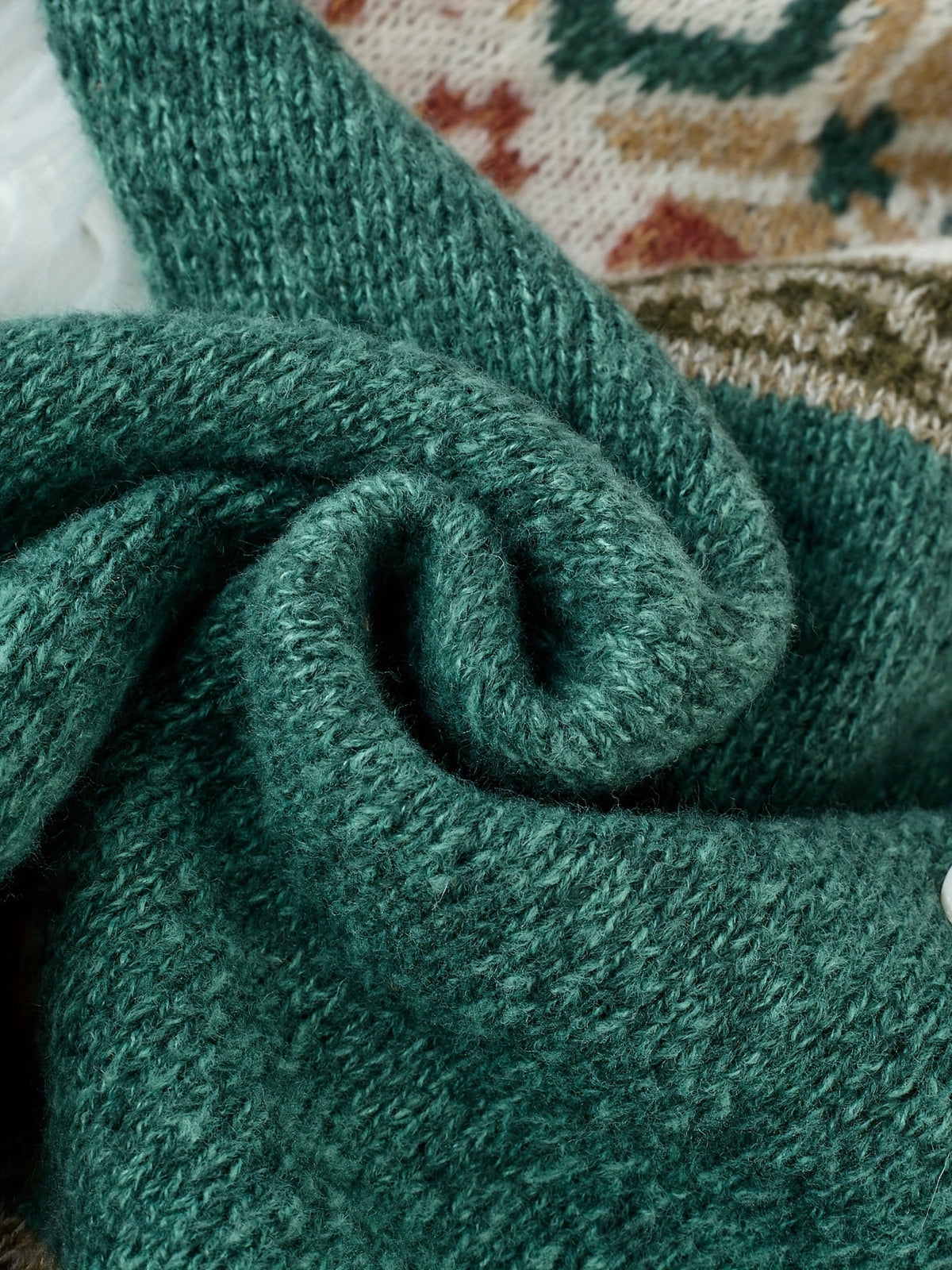 Cardigan damski z wzorem i guzikiem, luźny krój - 9 - Livia-Moda
