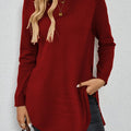 Pullover damski z długim rękawem i rozcięciami - 1 - Livia-Moda