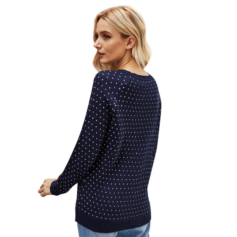 Sweter damski z motywem bałwanka i okrągłym dekoltem - 5 - Livia-Moda