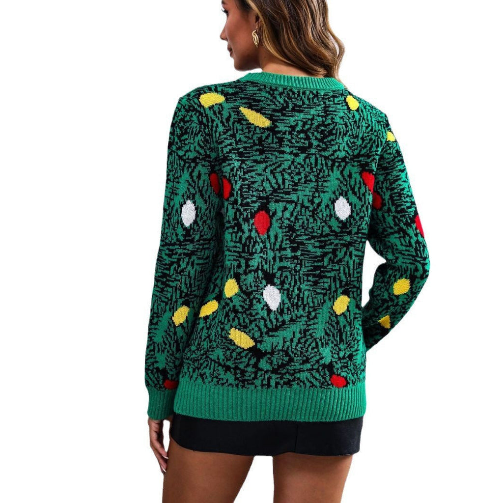 Sweter damski wesoły z motywem choinki i długimi rękawami - 5 - Livia-Moda