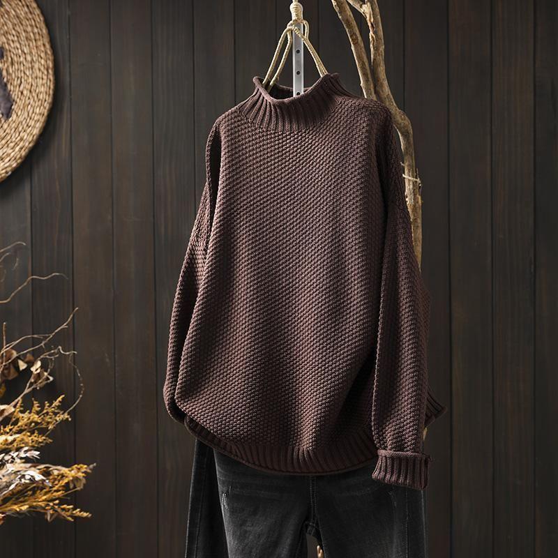Pullover damski z kołnierzem, luźny krój i szerokie rękawy - 1 - Livia-Moda