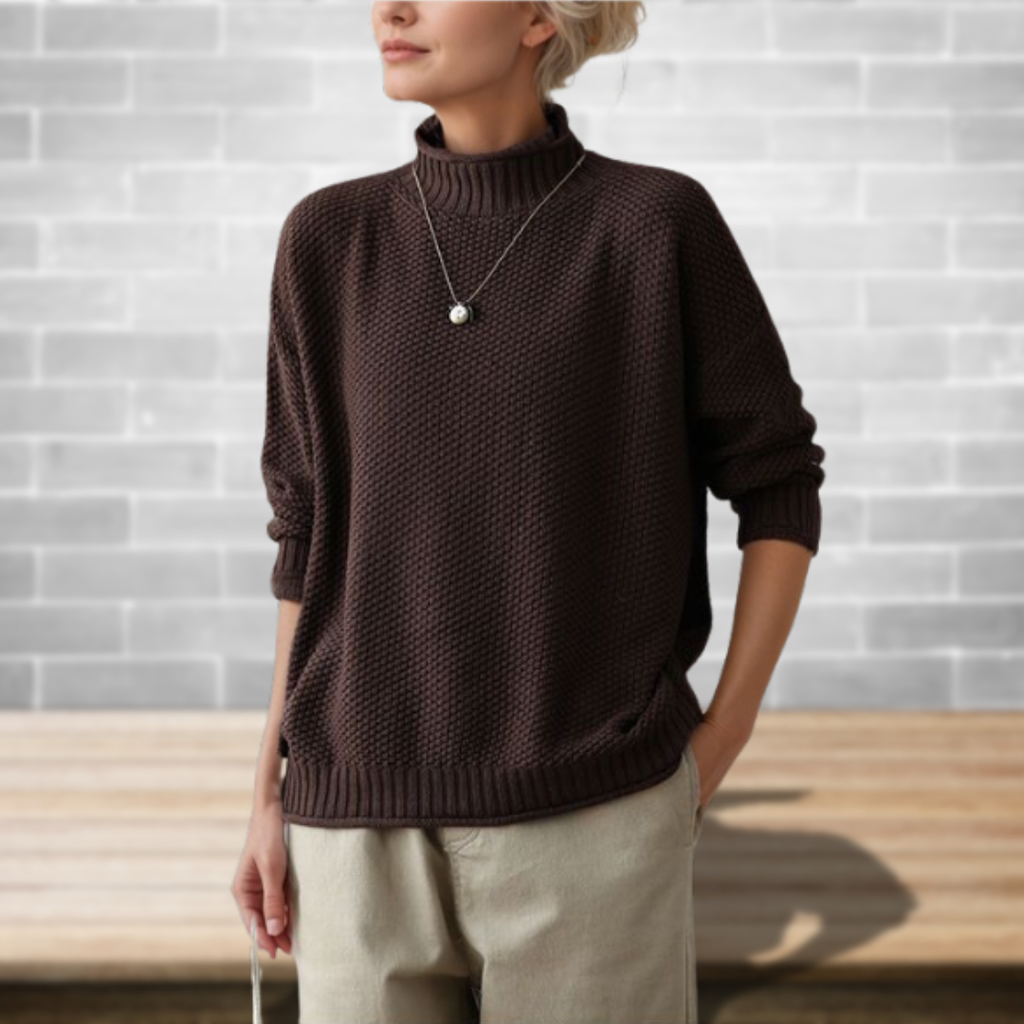 Pullover damski z kołnierzem, luźny krój i szerokie rękawy - 8 - Livia-Moda