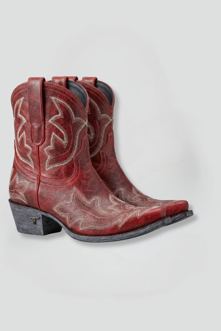 Botki damskie w stylu western z ustrukturyzowaną sylwetką i wyrazistym kolorem - 1 - Livia-Moda