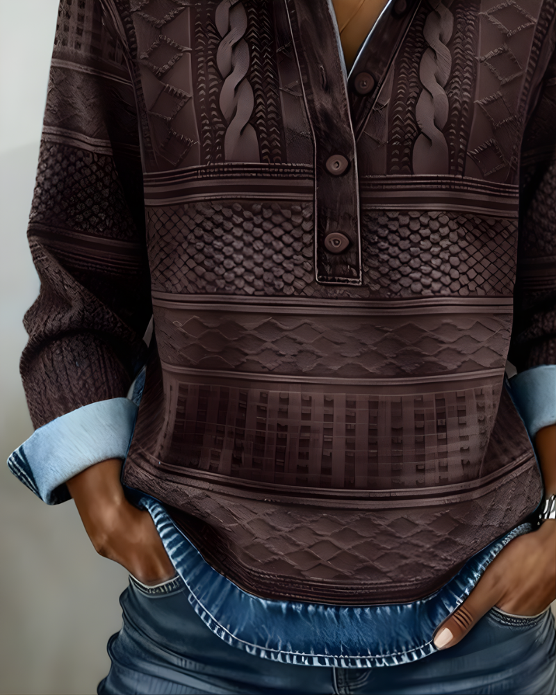 Pullover damski z kołnierzem, długie rękawy, w kolorze niebieskim - 5 - Livia-Moda