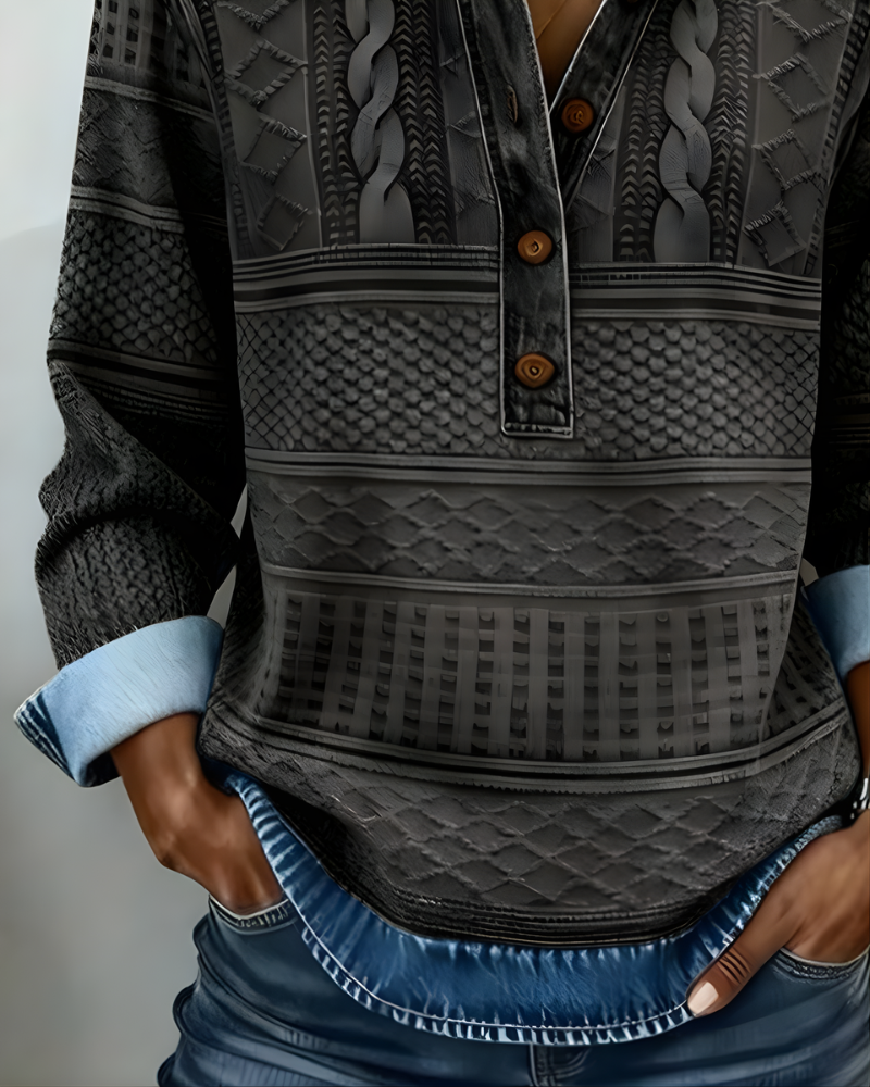 Pullover damski z kołnierzem, długie rękawy, w kolorze niebieskim - 7 - Livia-Moda