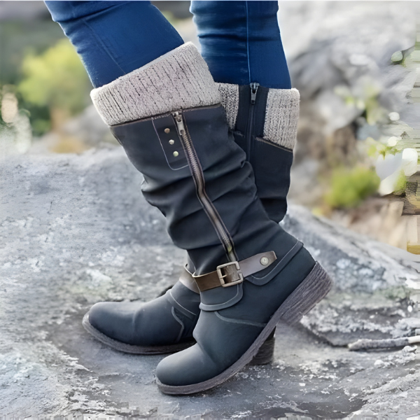 Botki damskie z wysokim cholewką i paskiem - 1 - Livia-Moda