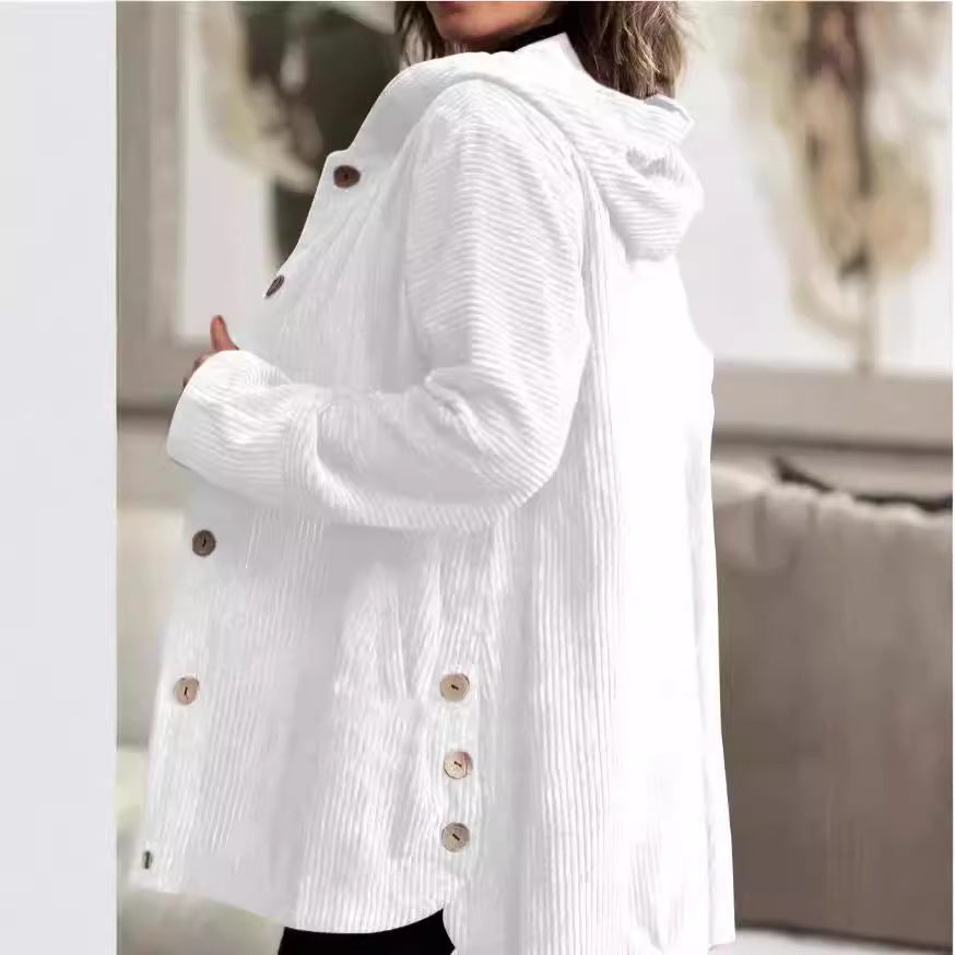 Kurtka damska z kapturem, luźna, w kolorze różowym - 10 - Livia-Moda