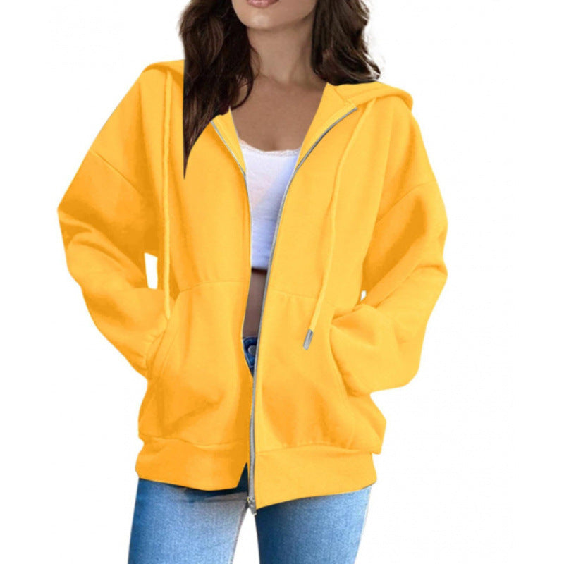 Hoodie damska z kapturem, luźny krój, praktyczna zamek błyskawiczny - 2 - Livia-Moda