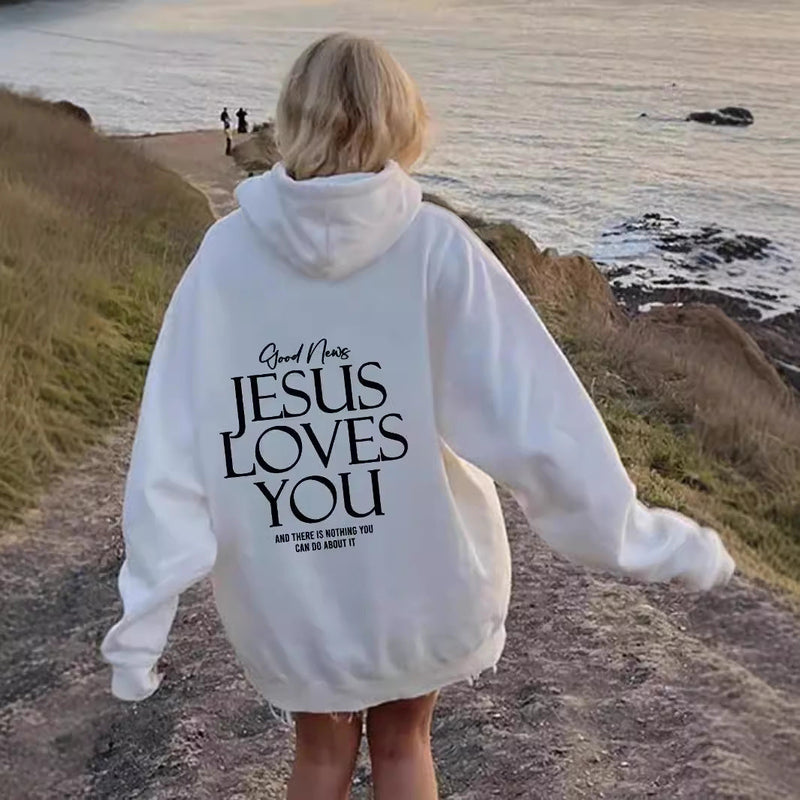 Hoodie damski z kapturem, luźny krój, z nadrukiem - 1 - Livia-Moda