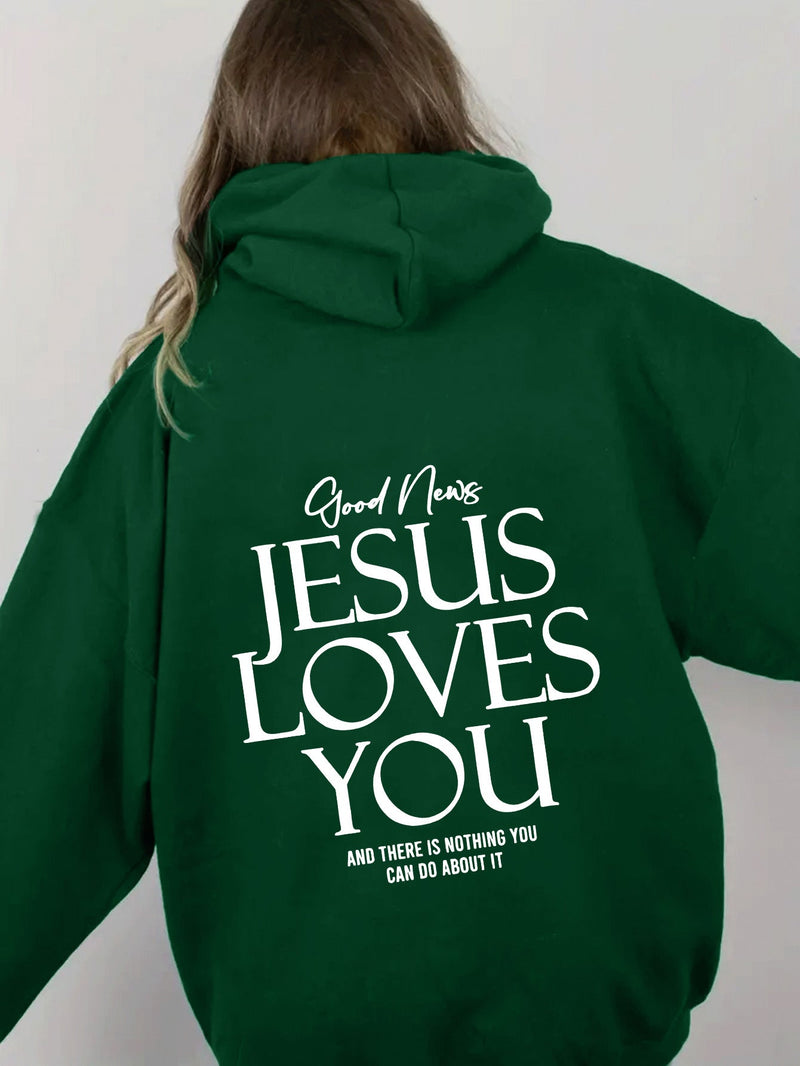 Hoodie damski z kapturem, luźny krój, z nadrukiem - 2 - Livia-Moda