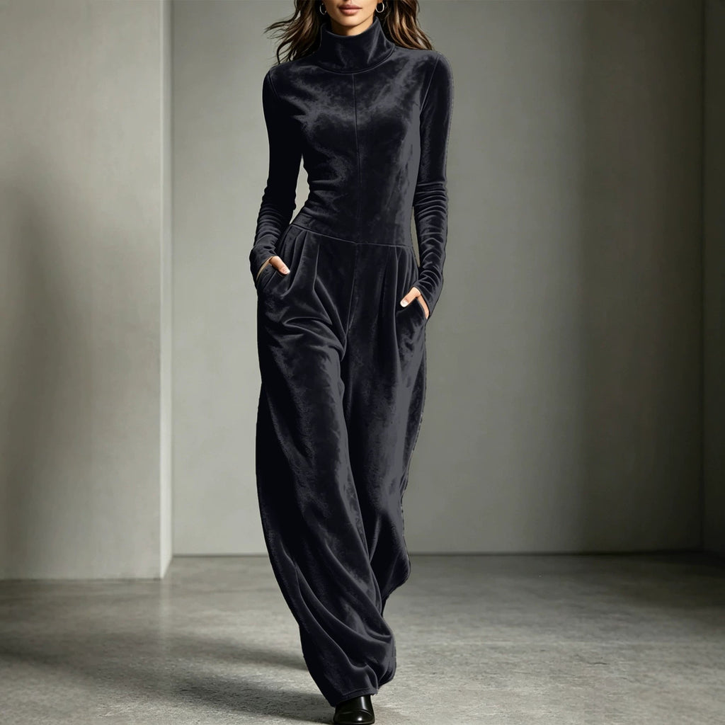 Jumpsuit damski z długim rękawem i luźnym krojem, z kieszeniami - 2 - Livia-Moda