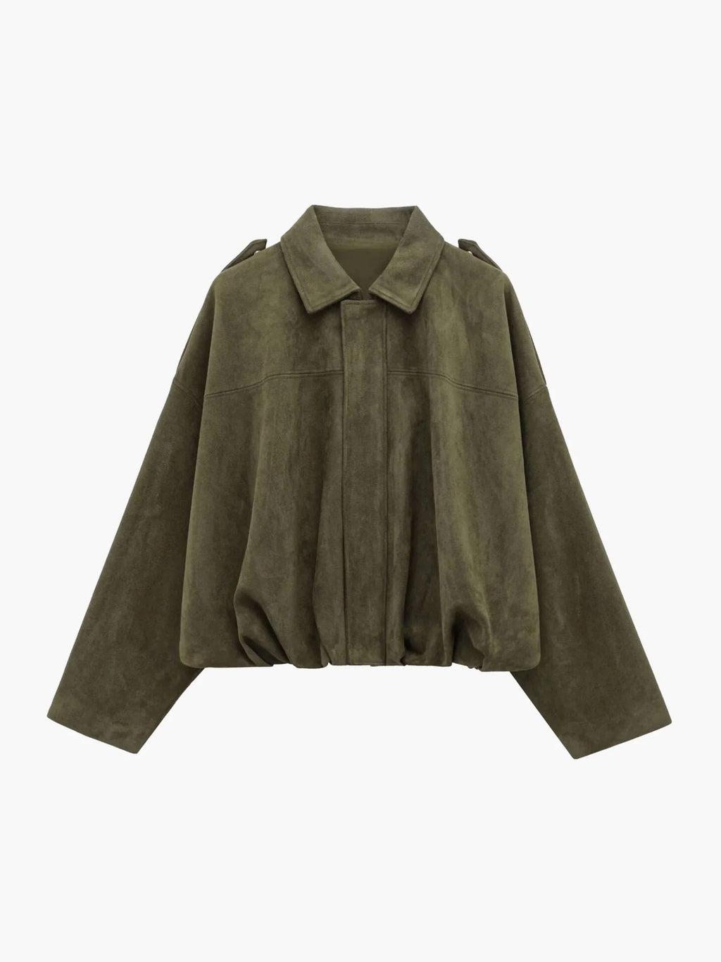 Kurtka damska oversize z strukturalnym kołnierzem i kieszeniami - 1 - Livia-Moda